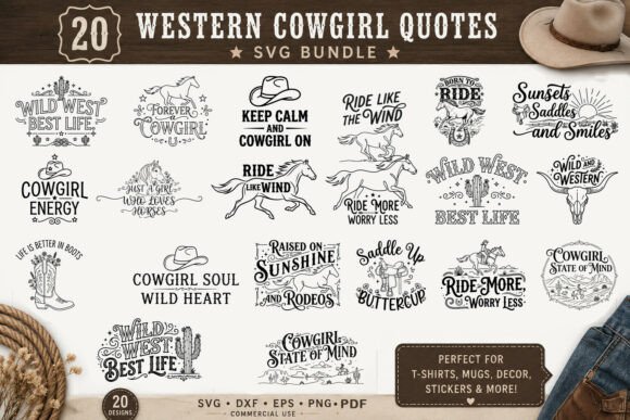20 Western Cowgirl Sayings SVG Bundle