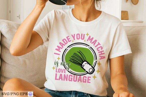 Matcha Whisk Love Quote PNG SVG Design