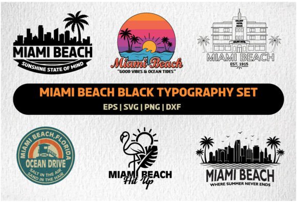 Miami Beach Typography SVG Quote Bundle