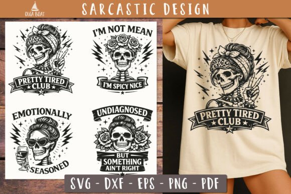 Sarcastic Skull Quote Vintage SVG PNG